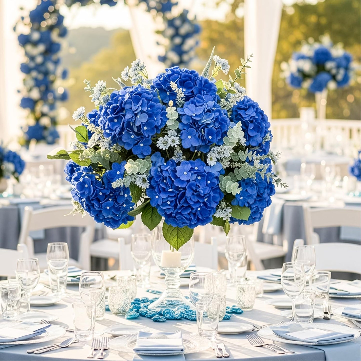 46Pcs Hydrangea Artificial Flowers Silk Hydrangea Heads | with Stems, Ivory Artificial Hydrangea Flowers for DIY Wedding Centerpiece, Garden, Home, Party, Baby Shower Decor