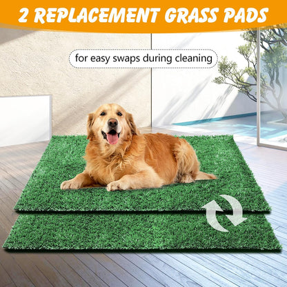 Dog Grass Pad with Tray, 35 x 23 in, 2 Replacement Turf Pads
