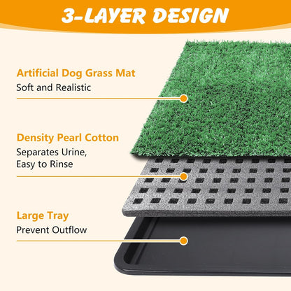 Dog Grass Pad with Tray, 35 x 23 in, 2 Replacement Turf Pads