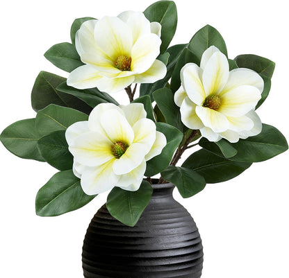 Realistic Artificial Magnolia Flowers Branch, 20.5 inch Tall