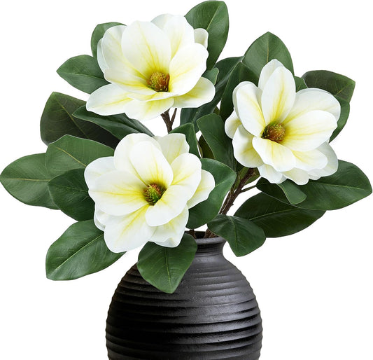 Realistic Artificial Magnolia Flowers Branch, 20.5 inch Tall
