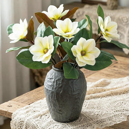 Realistic Artificial Magnolia Flowers Branch, 20.5 inch Tall
