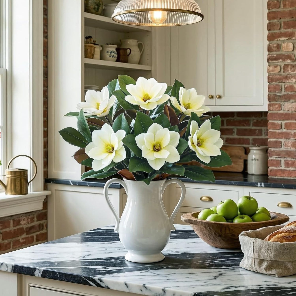 Realistic Artificial Magnolia Flowers Branch, 20.5 inch Tall