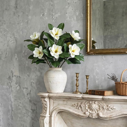 Realistic Artificial Magnolia Flowers Branch, 20.5 inch Tall