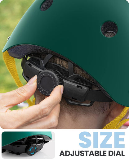 Kids Bike Helmet, Adjustable for Cycling & Skating | ABS shell + EPS foam, Breathable washable liners, CPSC certified, Adjustable dial & strap, Toddler to youth fit
