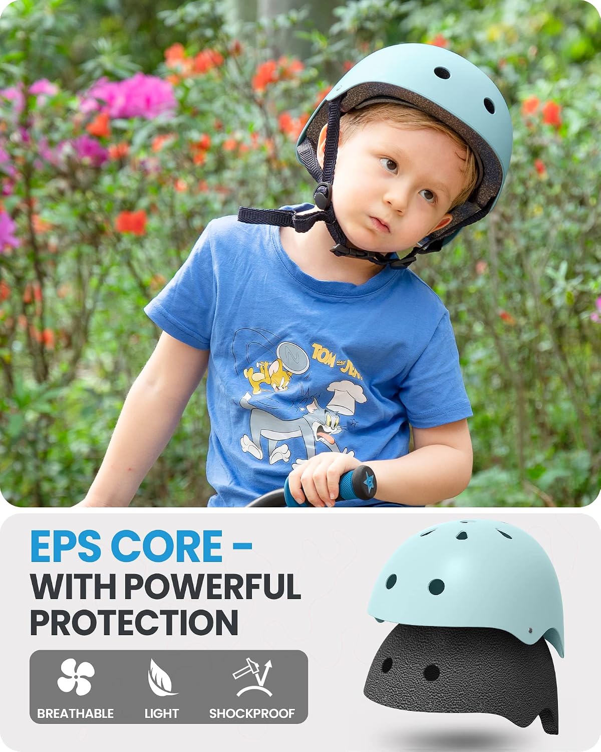 Kids Bike Helmet, Adjustable for Cycling & Skating | ABS shell + EPS foam, Breathable washable liners, CPSC certified, Adjustable dial & strap, Toddler to youth fit