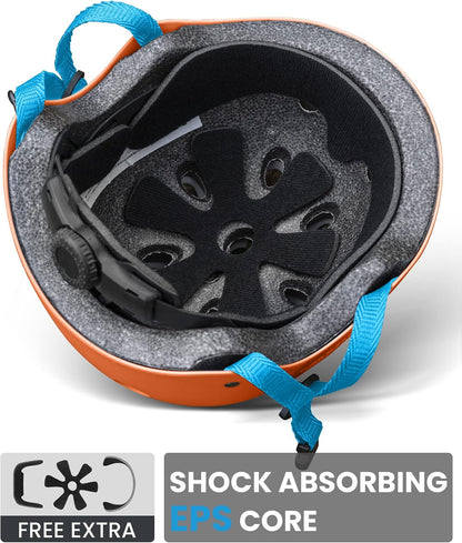 Kids Bike Helmet, Adjustable for Cycling & Skating | ABS shell + EPS foam, Breathable washable liners, CPSC certified, Adjustable dial & strap, Toddler to youth fit