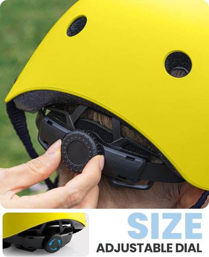 Kids Bike Helmet, Adjustable for Cycling & Skating | ABS shell + EPS foam, Breathable washable liners, CPSC certified, Adjustable dial & strap, Toddler to youth fit