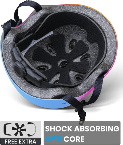 Kids Bike Helmet, Adjustable for Cycling & Skating | ABS shell + EPS foam, Breathable washable liners, CPSC certified, Adjustable dial & strap, Toddler to youth fit
