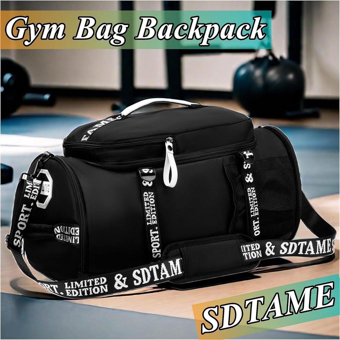 SDTAME Gym Duffel Backpack with Shoe Pocket & Laptop Sleeve