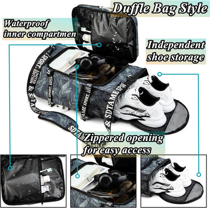 SDTAME Gym Duffel Backpack with Shoe Pocket & Laptop Sleeve