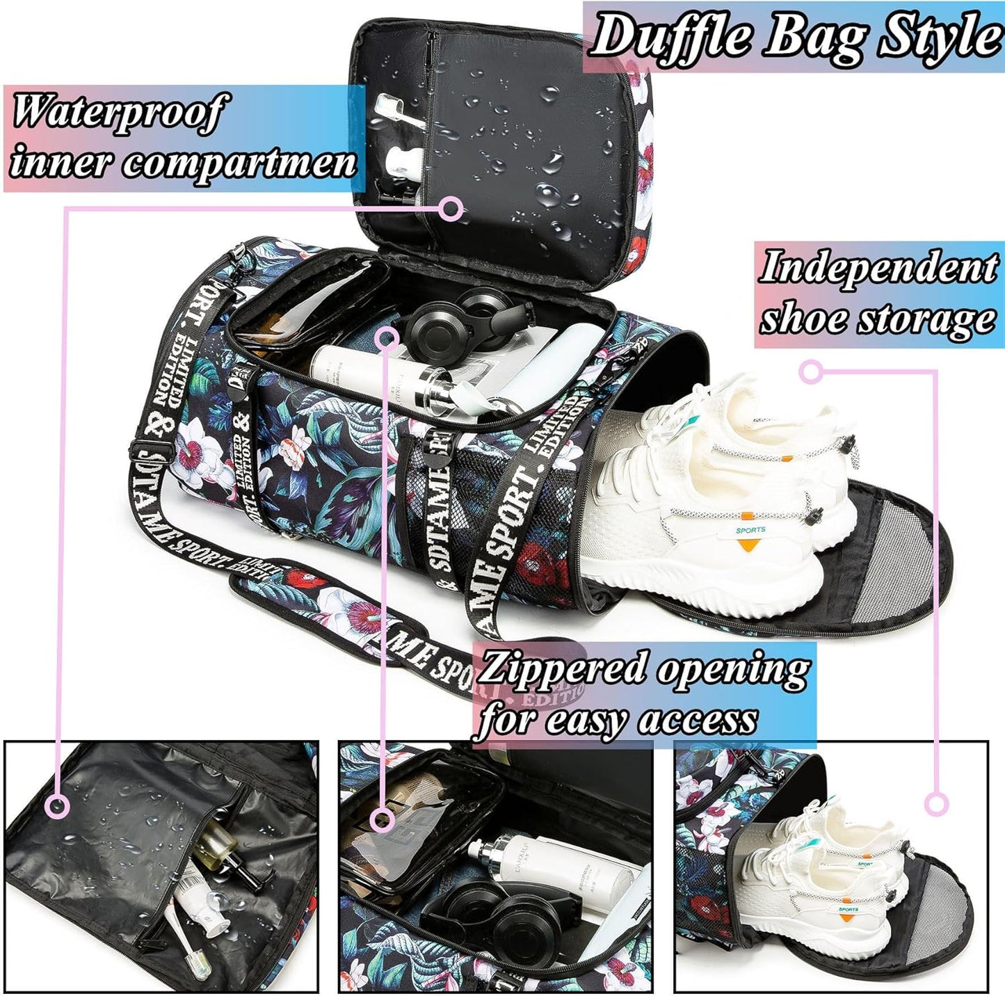 SDTAME Gym Duffel Backpack with Shoe Pocket & Laptop Sleeve
