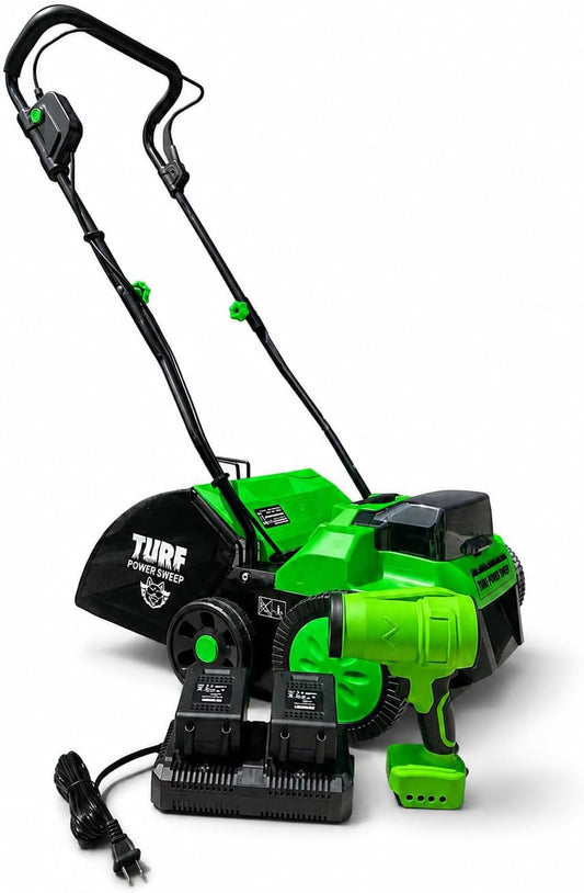Turf Power Sweep™ MAX + Turf Power Jet™ 40V Cordless Artificial Turf Sweeper & Blower Combo Lifts Flattened Fibers, Removes Debris & Pet Hair