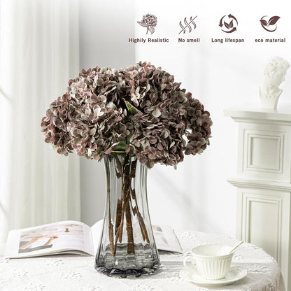 Hydrangea Artificial Flowers,Green Artificial Flower Fake Silk Hydrangea, Heads Bouquet with Stems Bulk for Fall Decoration Table Center Indoor Outdoor Faux Floral Plants 8pcs (Green)