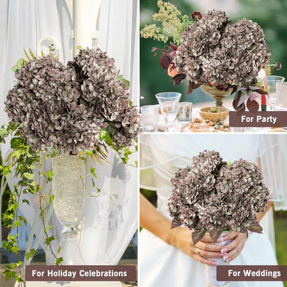 Hydrangea Artificial Flowers,Green Artificial Flower Fake Silk Hydrangea, Heads Bouquet with Stems Bulk for Fall Decoration Table Center Indoor Outdoor Faux Floral Plants 8pcs (Green)
