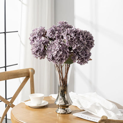 Hydrangea Artificial Flowers,Green Artificial Flower Fake Silk Hydrangea, Heads Bouquet with Stems Bulk for Fall Decoration Table Center Indoor Outdoor Faux Floral Plants 8pcs (Green)