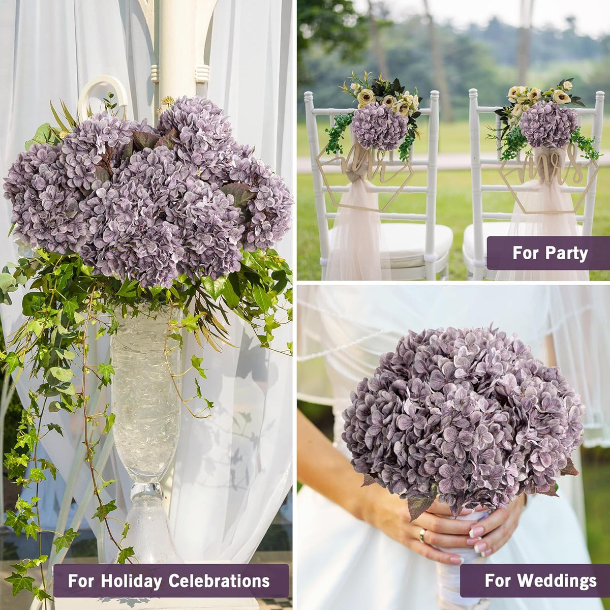 Hydrangea Artificial Flowers,Green Artificial Flower Fake Silk Hydrangea, Heads Bouquet with Stems Bulk for Fall Decoration Table Center Indoor Outdoor Faux Floral Plants 8pcs (Green)