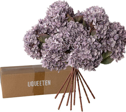 Hydrangea Artificial Flowers,Green Artificial Flower Fake Silk Hydrangea, Heads Bouquet with Stems Bulk for Fall Decoration Table Center Indoor Outdoor Faux Floral Plants 8pcs (Green)