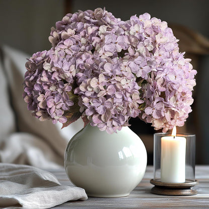 Hydrangea Artificial Flowers,Green Artificial Flower Fake Silk Hydrangea, Heads Bouquet with Stems Bulk for Fall Decoration Table Center Indoor Outdoor Faux Floral Plants 8pcs (Green)