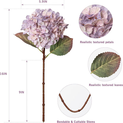 Hydrangea Artificial Flowers,Green Artificial Flower Fake Silk Hydrangea, Heads Bouquet with Stems Bulk for Fall Decoration Table Center Indoor Outdoor Faux Floral Plants 8pcs (Green)