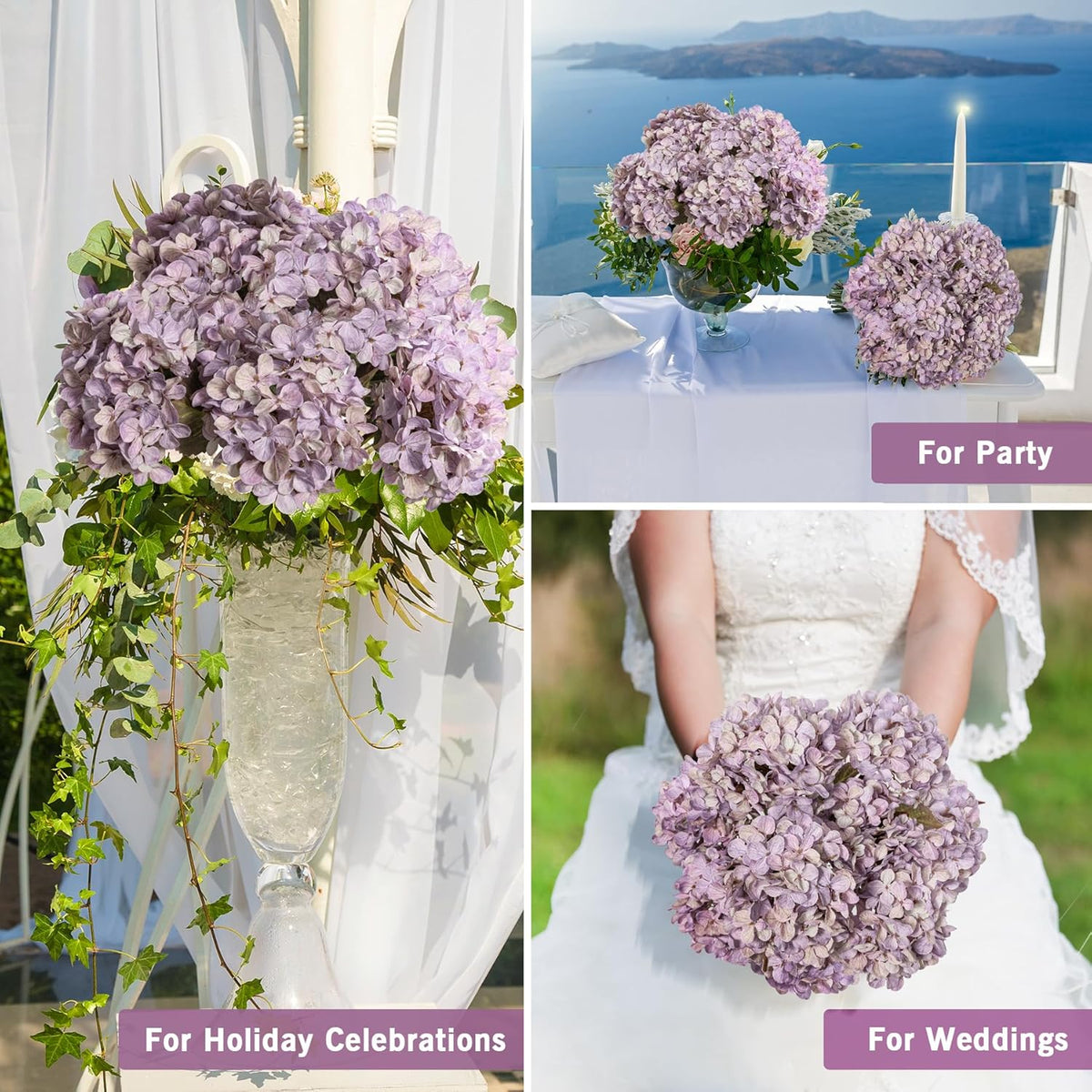 Hydrangea Artificial Flowers,Green Artificial Flower Fake Silk Hydrangea, Heads Bouquet with Stems Bulk for Fall Decoration Table Center Indoor Outdoor Faux Floral Plants 8pcs (Green)