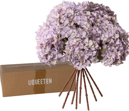 Hydrangea Artificial Flowers,Green Artificial Flower Fake Silk Hydrangea, Heads Bouquet with Stems Bulk for Fall Decoration Table Center Indoor Outdoor Faux Floral Plants 8pcs (Green)