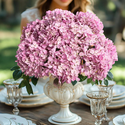 Hydrangea Artificial Flowers,Green Artificial Flower Fake Silk Hydrangea, Heads Bouquet with Stems Bulk for Fall Decoration Table Center Indoor Outdoor Faux Floral Plants 8pcs (Green)