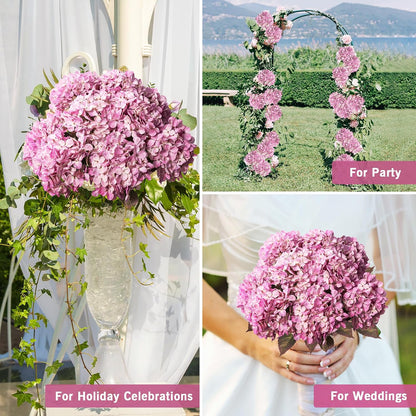 Hydrangea Artificial Flowers,Green Artificial Flower Fake Silk Hydrangea, Heads Bouquet with Stems Bulk for Fall Decoration Table Center Indoor Outdoor Faux Floral Plants 8pcs (Green)