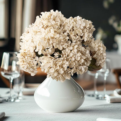 Hydrangea Artificial Flowers,Green Artificial Flower Fake Silk Hydrangea, Heads Bouquet with Stems Bulk for Fall Decoration Table Center Indoor Outdoor Faux Floral Plants 8pcs (Green)