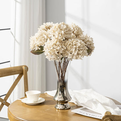Hydrangea Artificial Flowers,Green Artificial Flower Fake Silk Hydrangea, Heads Bouquet with Stems Bulk for Fall Decoration Table Center Indoor Outdoor Faux Floral Plants 8pcs (Green)