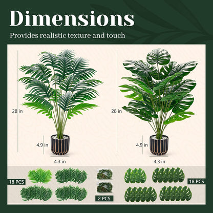 28" Fake Plants, Monstera Plant in Black Gold Pot for Home Decor | Artificial plants indoor add refined tropical greenery to modern offices, elegant entryways, reception areas and house decor