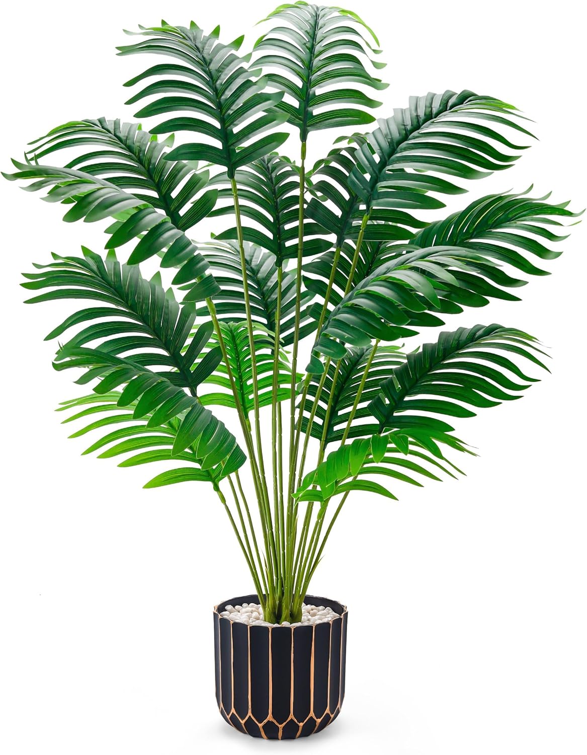 28" Fake Plants, Monstera Plant in Black Gold Pot for Home Decor | Artificial plants indoor add refined tropical greenery to modern offices, elegant entryways, reception areas and house decor