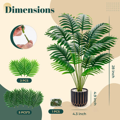 28" Fake Plants, Monstera Plant in Black Gold Pot for Home Decor | Artificial plants indoor add refined tropical greenery to modern offices, elegant entryways, reception areas and house decor