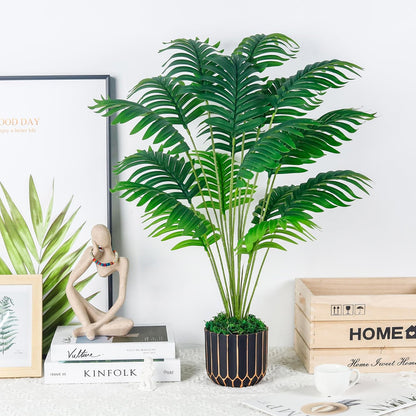 28" Fake Plants, Monstera Plant in Black Gold Pot for Home Decor | Artificial plants indoor add refined tropical greenery to modern offices, elegant entryways, reception areas and house decor
