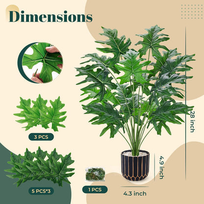 28" Fake Plants, Monstera Plant in Black Gold Pot for Home Decor | Artificial plants indoor add refined tropical greenery to modern offices, elegant entryways, reception areas and house decor