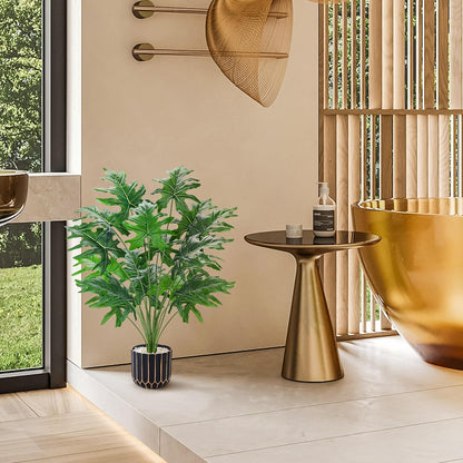 28" Fake Plants, Monstera Plant in Black Gold Pot for Home Decor | Artificial plants indoor add refined tropical greenery to modern offices, elegant entryways, reception areas and house decor
