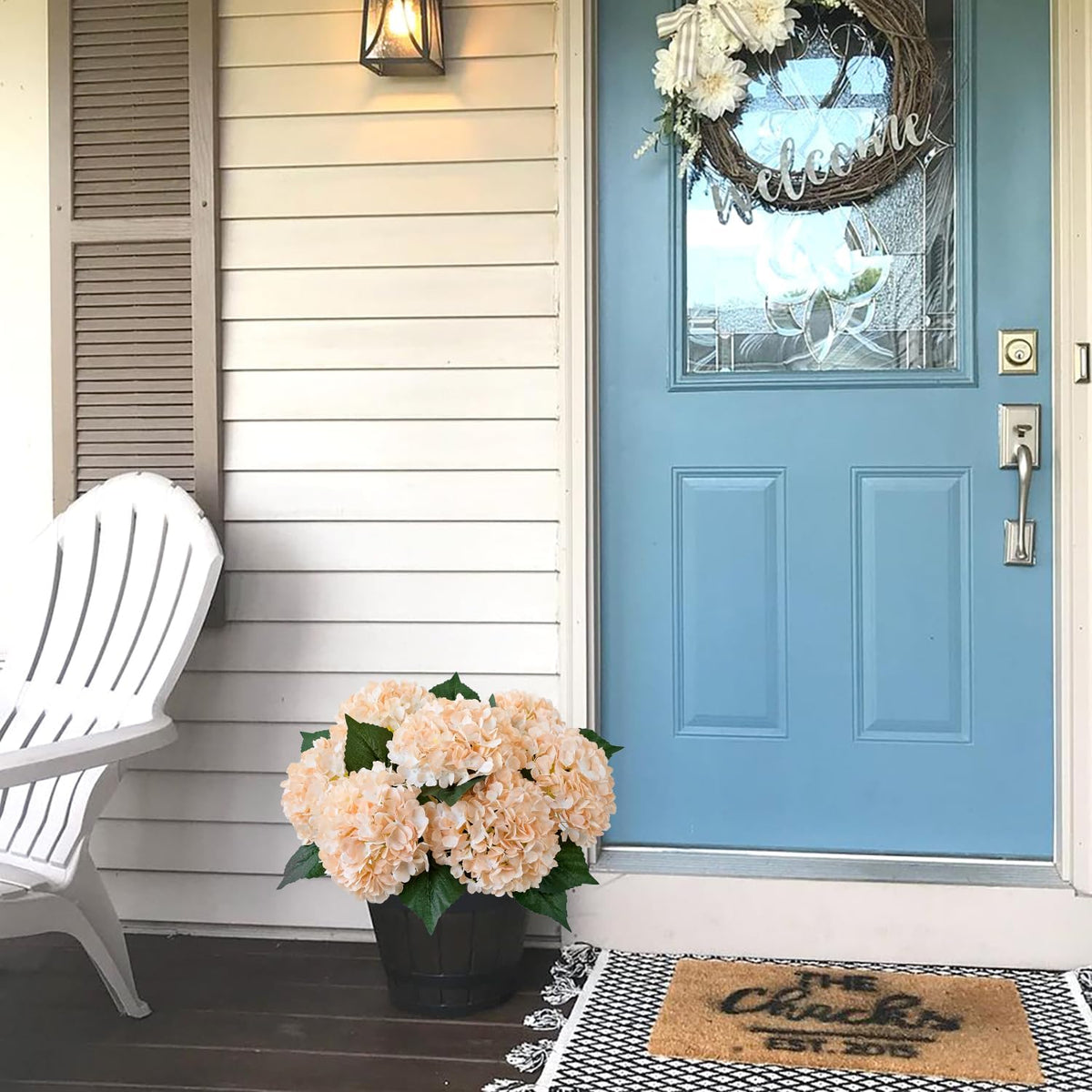 JINWOE Fall Boho Hydrangea Artificial Flowers,4PCS 21" Silk Real Touch Flowers, Faux Flowers Fake Artificial Hydrangeas with Stems for Bouquet Table Centerpieces Halloween