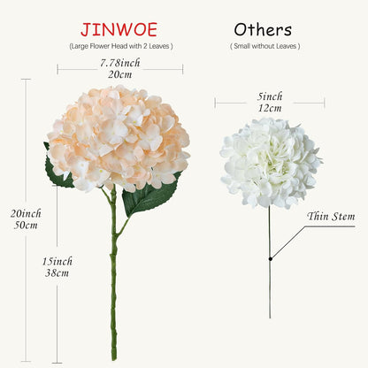 JINWOE Fall Boho Hydrangea Artificial Flowers,4PCS 21" Silk Real Touch Flowers, Faux Flowers Fake Artificial Hydrangeas with Stems for Bouquet Table Centerpieces Halloween