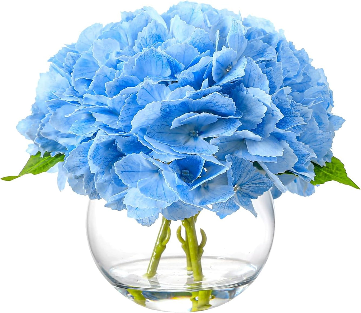 Artificial White Magnolia Flowers in Glass Vase with Faux Water, Realistic Touch Silk Magnolia Floral Arrangement, Fake Magnolia Centerpiece for Home Dining Table Office Bathroom Shelf Decor