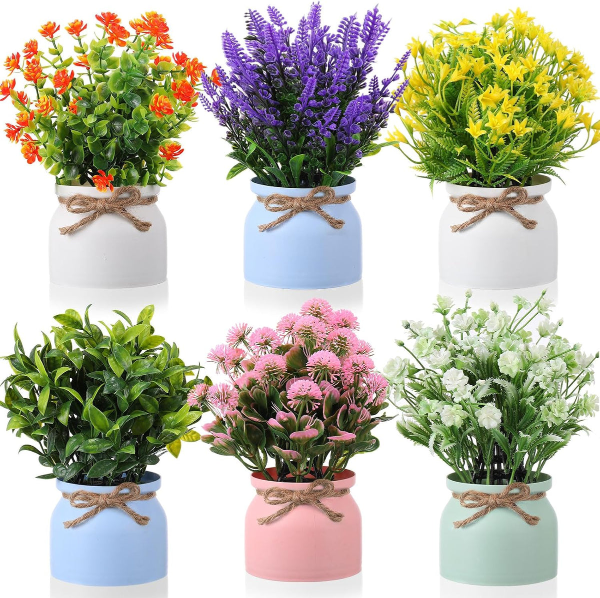 4 Pcs Large Artificial Potted Flowers Classic Potted Plants