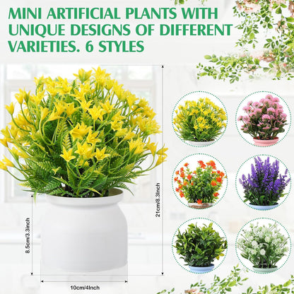 4 Pcs Large Artificial Potted Flowers Classic Potted Plants