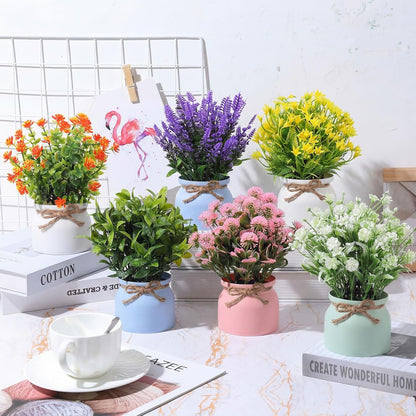 4 Pcs Large Artificial Potted Flowers Classic Potted Plants