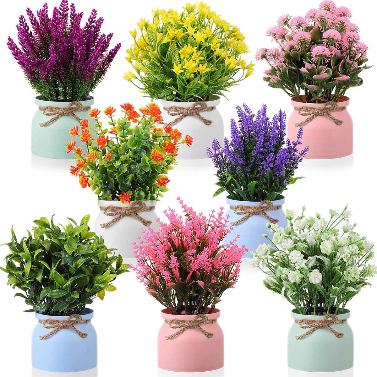 4 Pcs Large Artificial Potted Flowers Classic Potted Plants