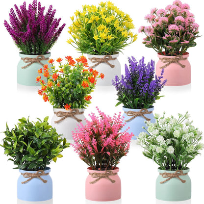 4 Pcs Large Artificial Potted Flowers Classic Potted Plants