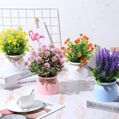 4 Pcs Large Artificial Potted Flowers Classic Potted Plants