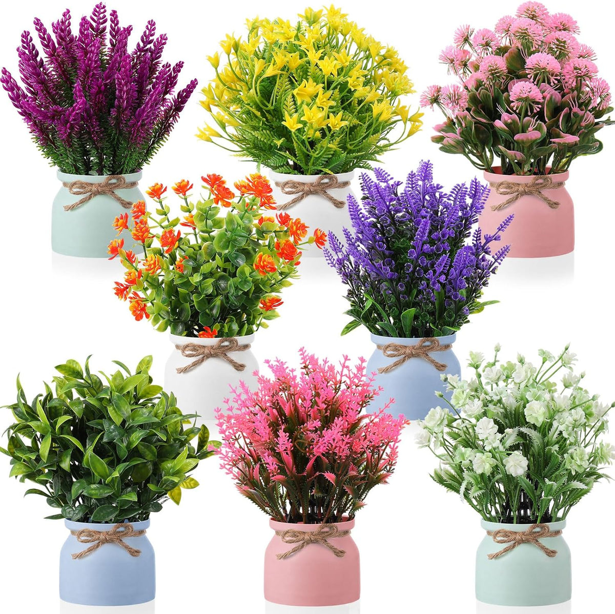 4 Pcs Large Artificial Potted Flowers Classic Potted Plants