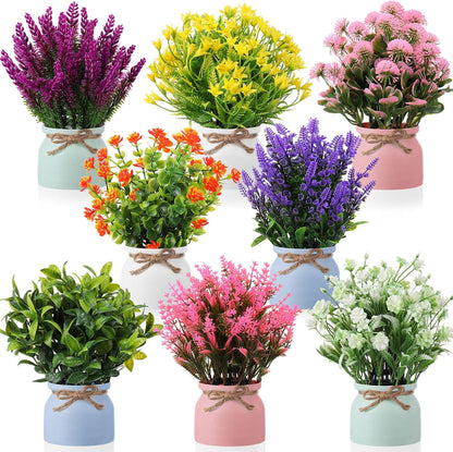 4 Pcs Large Artificial Potted Flowers Classic Potted Plants