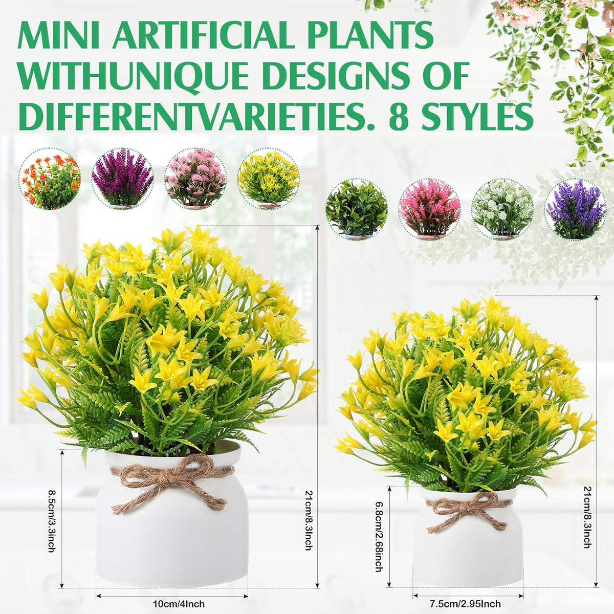 4 Pcs Large Artificial Potted Flowers Classic Potted Plants