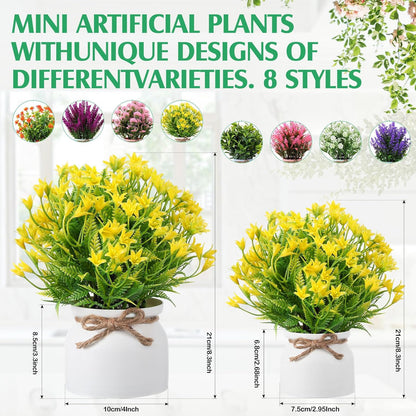 4 Pcs Large Artificial Potted Flowers Classic Potted Plants