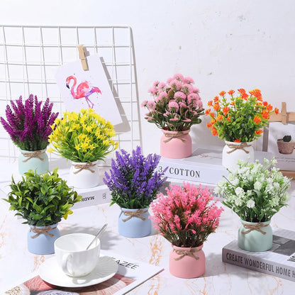 4 Pcs Large Artificial Potted Flowers Classic Potted Plants